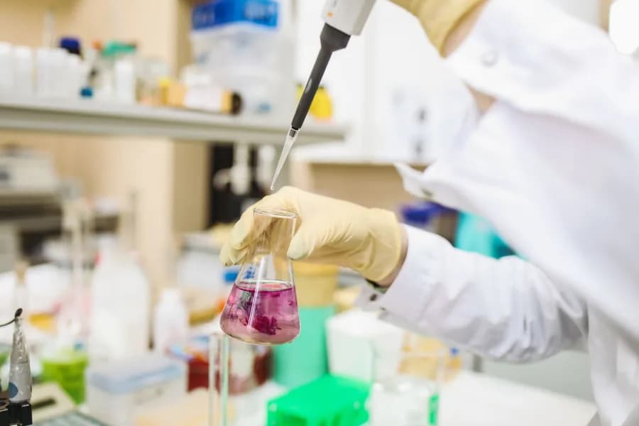 A laboratory technician pipetting a sample